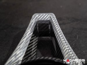 Alfa Romeo Giulia Steering Wheel Trim - Carbon Fiber - Main Center Trim Piece - White Candy/ Black Carbon - Pre '20 Models